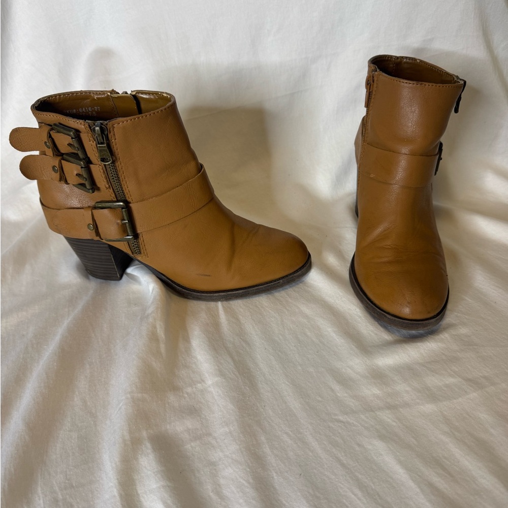 Cathy Jean Brown Ankle Boots with Buckle Detail